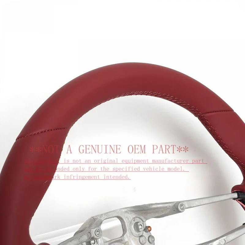 For 18-21 Porsche 718 Starry 832 High End Rose Red Full Leather Modified Steering Wheel Horn Cover Shell Decorative