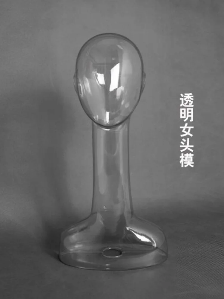 Transparent Plastic Headform Photography Shooting Prop Male And Female Mannequin Head Model Hat Display Stand M00017