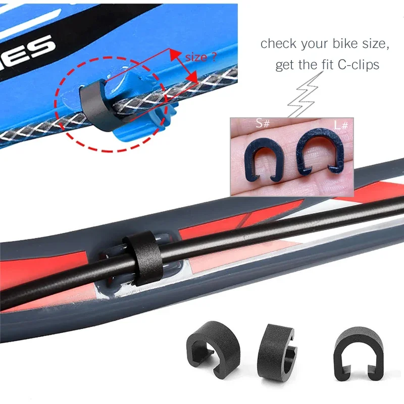 Abrazaderas con Clips en C para Cable de bicicleta, guía de manguera de carcasa de plástico para bicicleta de montaña y carretera, desviador de