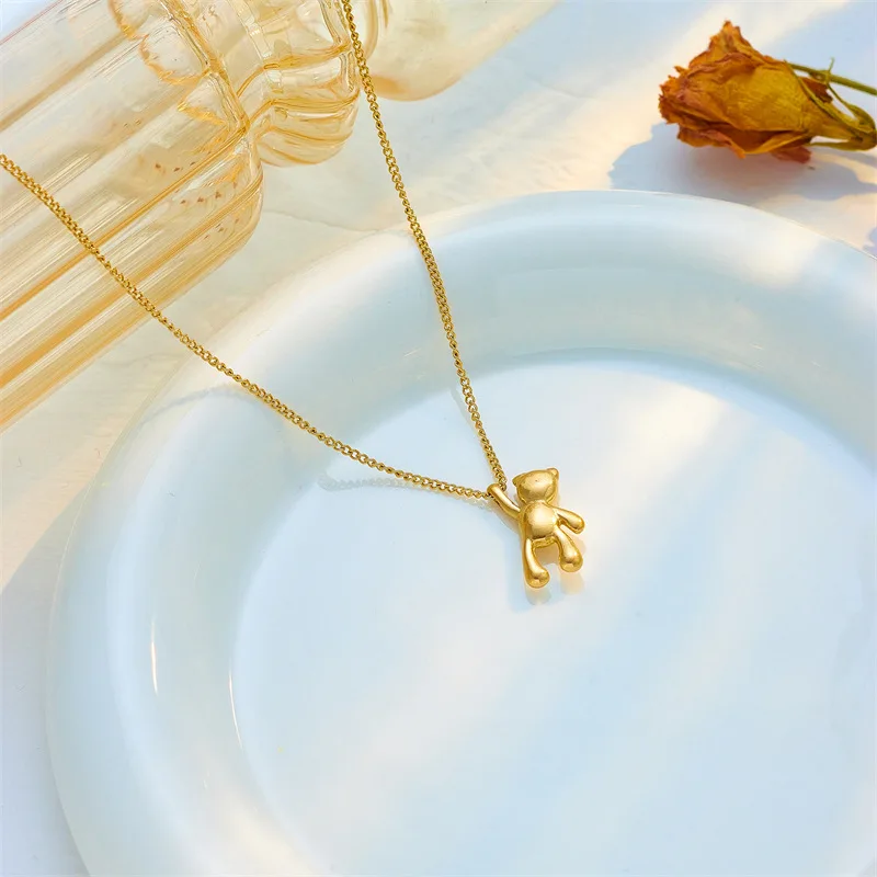 316L Stainless Steel Necklace Bear Pendant Chain Accessories for Women New Trends Christmas Girl Jewelry Gifts Collier XIYANIKE image 3