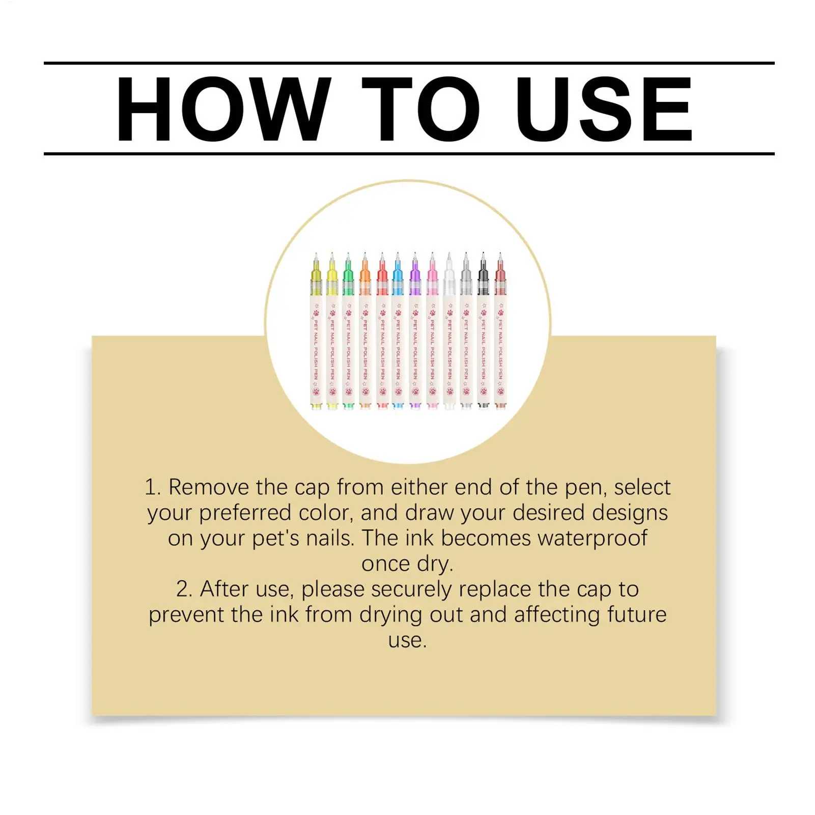 Pet Nail Color Pen 12 Piece Quick Dry Safe Paint Marker Pen Pet Nail Color For Birthday Cat Fingernail Painting Manicure Drawing