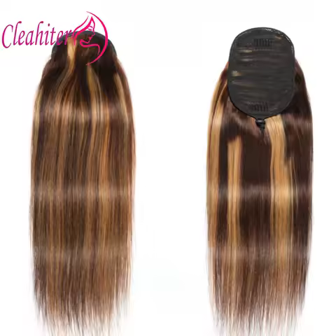 Bone Straight Natural Color P4/27 #2/4/99j Drawstring Ponytail Human Hair 100g/PC Full End Brazilian Virgin Hair For Women