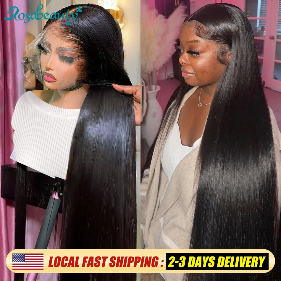 Rosabeauty 30 40 Inch 250% 13x6 HD Lace Frontal Wig Brazilian Remy Bonde Straight 13x4 Lace Front Human Hair Wigs For Women