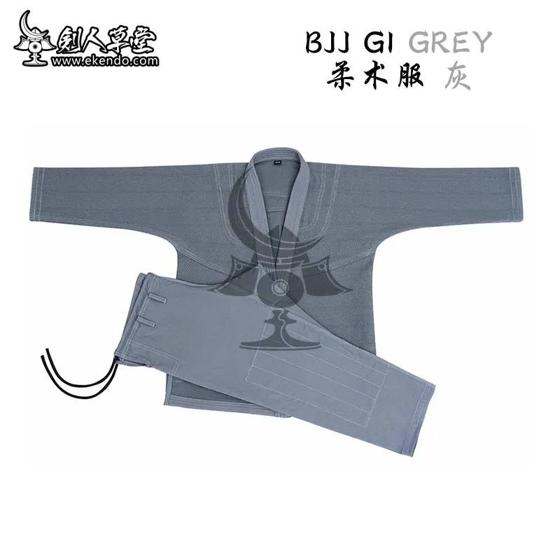 -IKENDO.NET-BJJ010- Grey BJJ Gi-Brazilian jiu-jitsu uniforms Gi for adults children 500gsm pearl cloth gi 280gsm pants pure cot