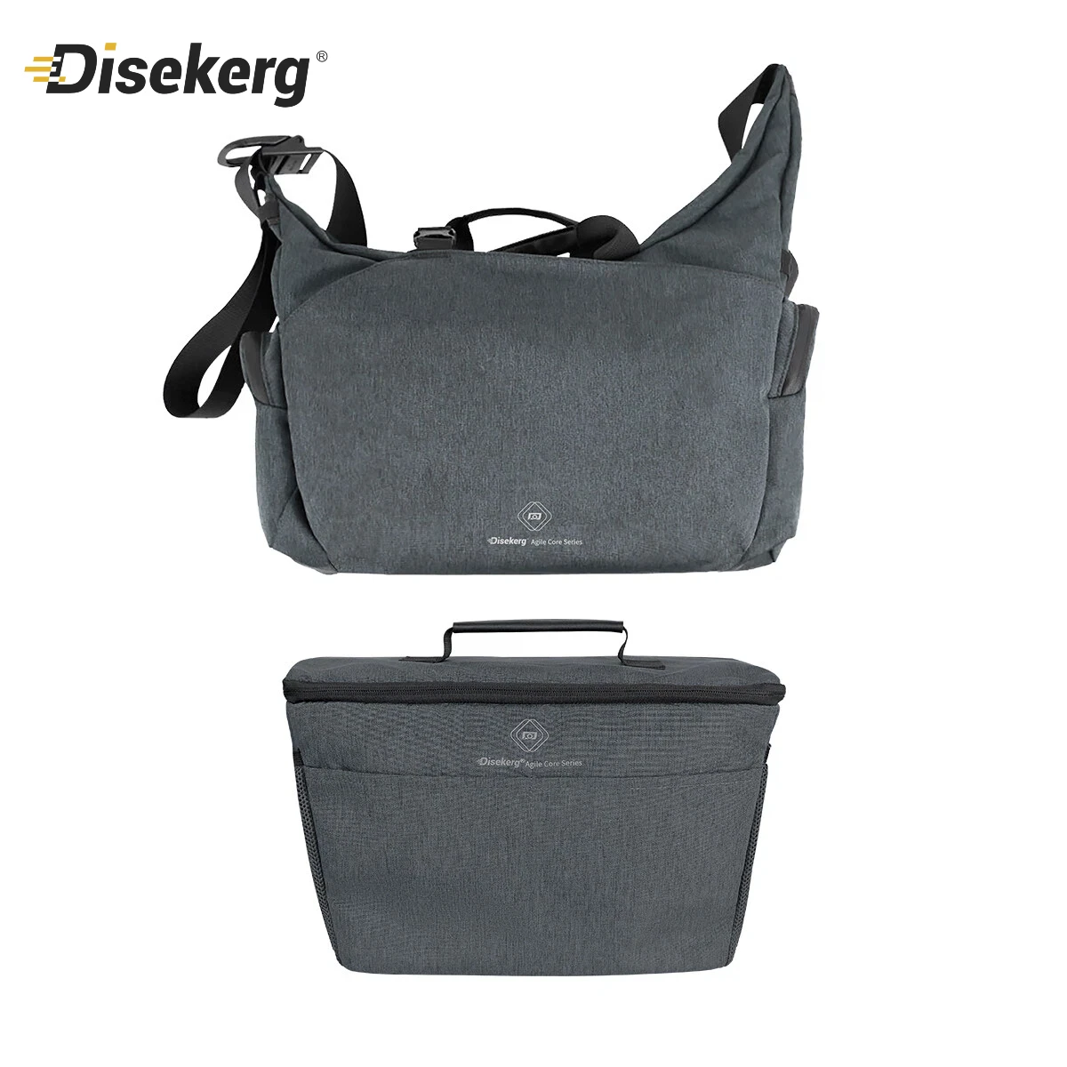 Disekerg 10L Camera Sling Crossbody Camera Bag Removable Dividers with Bottom Tripod Strap for DSLR Mirrorless Photographers