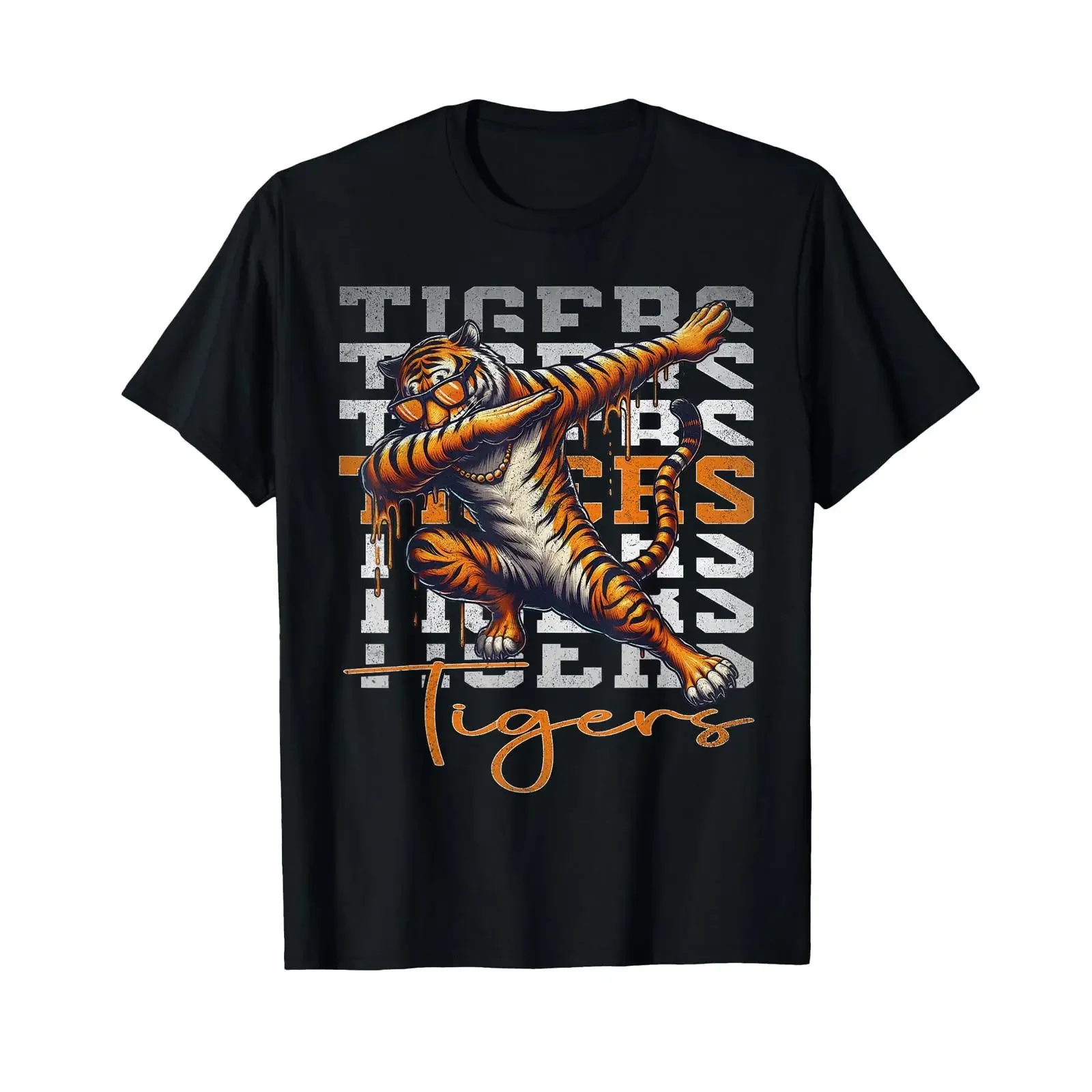 Vintage Tiger Drip Dabbing Kinder T-Shirt, Vintage-Waschung, vielseitig, stilvoll, Modedesigner-Kleidung, Streetwear, atmungsaktiv, für Herren