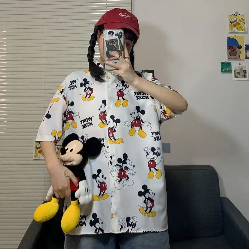 Disney Mickey Mouse Summer T-shirt Anime Cute Short Sleeve Shirt Loose Casual Cartoon Tees Korean Fashion Tops Clothes Y2k