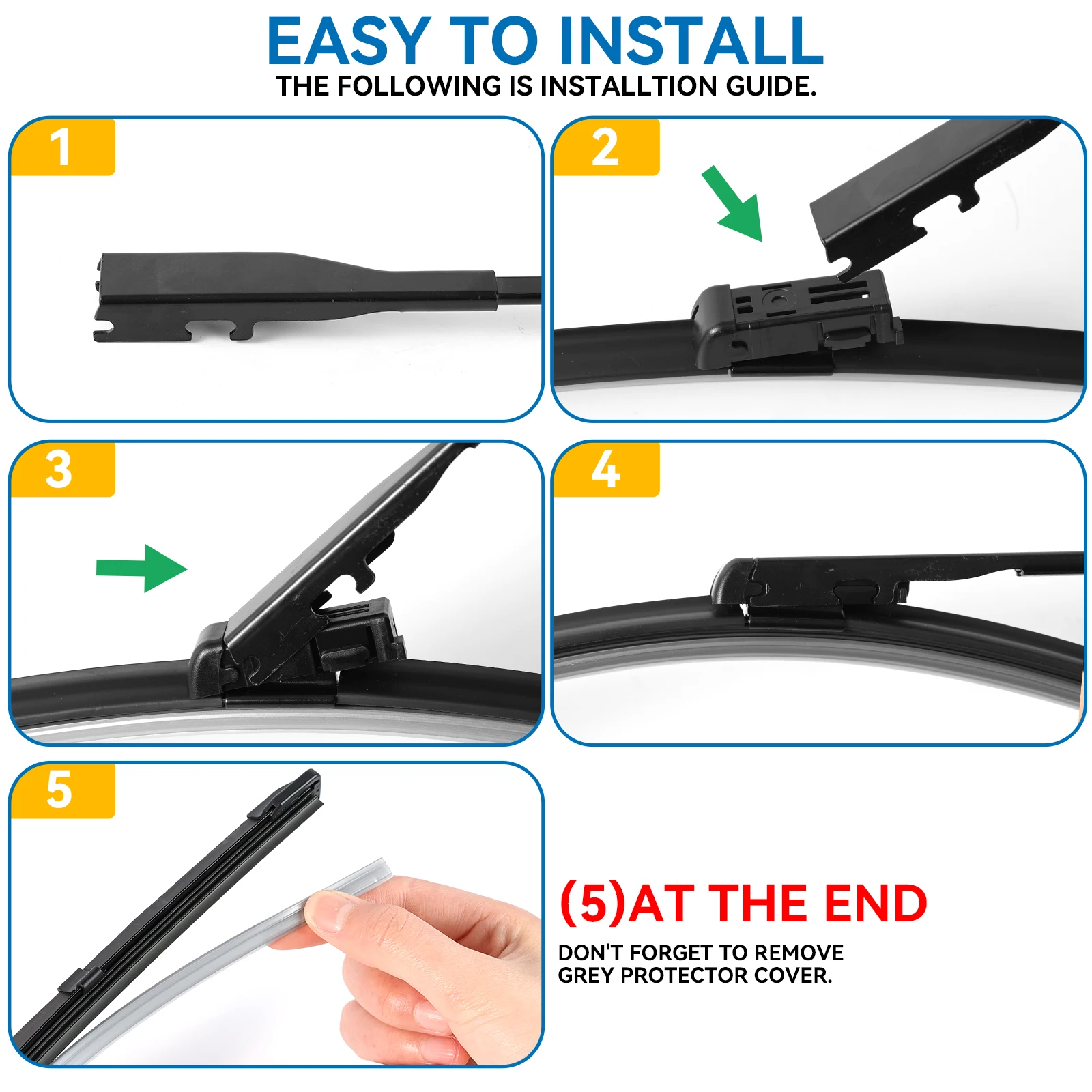 مجموعة شفرات الممسحة الأمامية والخلفية من إريك لجيلي أزكاررا أطلس برو 2019 - 2022 فرشاة المطر للزجاج الأمامي 24 بوصة + 17 بوصة + 12 بوصة #5
