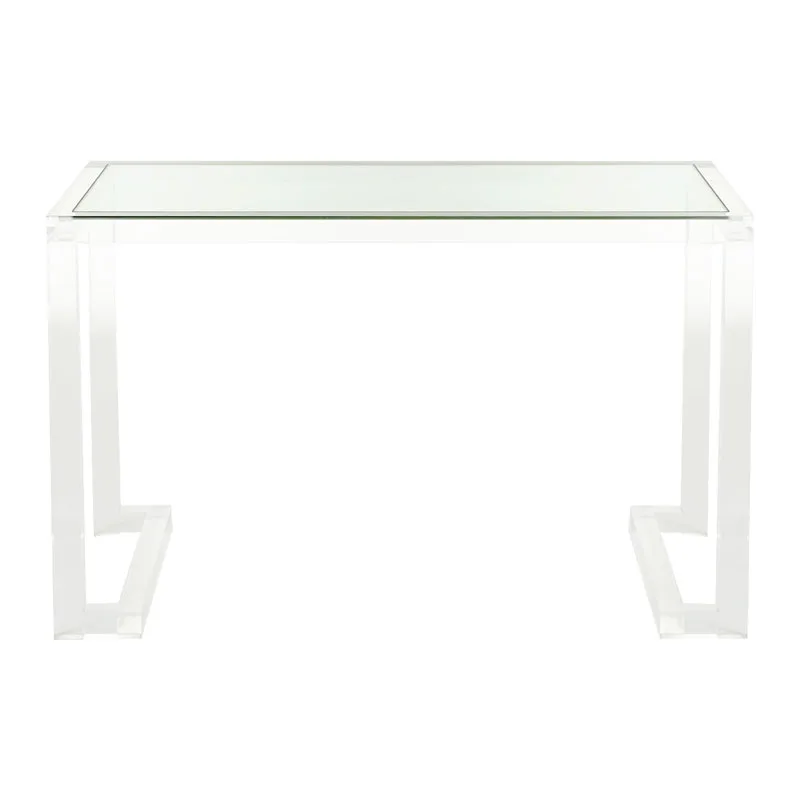 Fully Transparent Acrylic Dressing Table Super White Stalinite Desk Nail Table