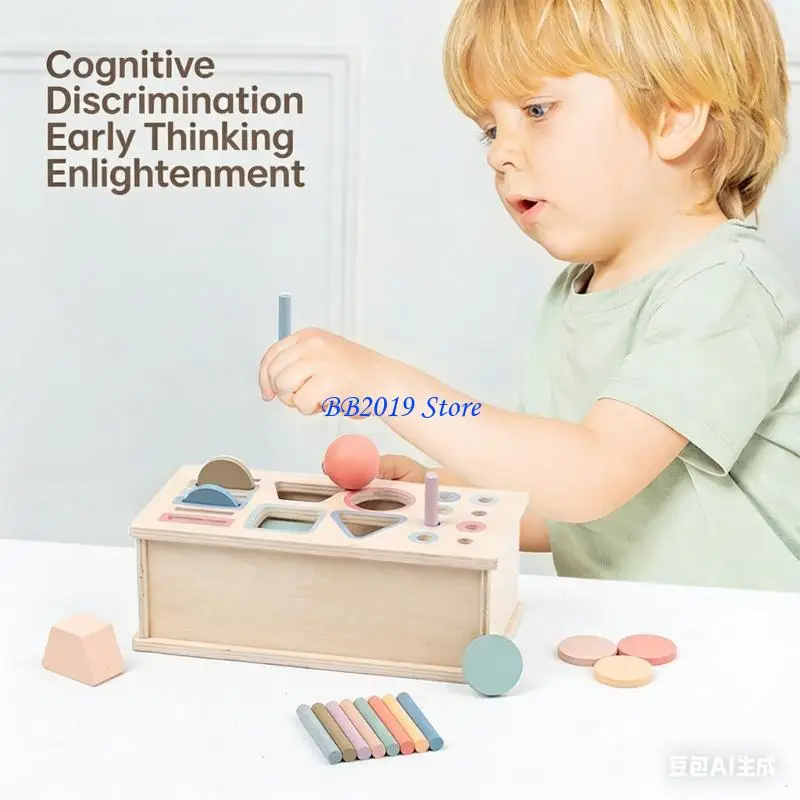 Q0KB Giocattolo ordinamento geometrico in legno dal design compatto per bambini con apprendimento del colore della forma e