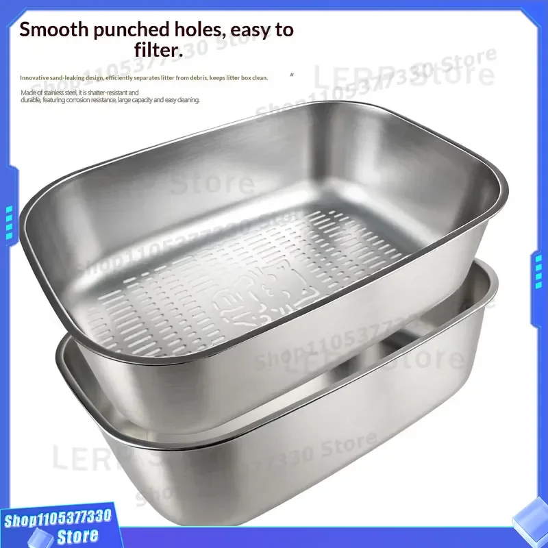 High Splash Proof Round Cat Litter Box Open Design With Filter Screen Hourglass Shape Anti Leak Pet Toilet For Small Cats