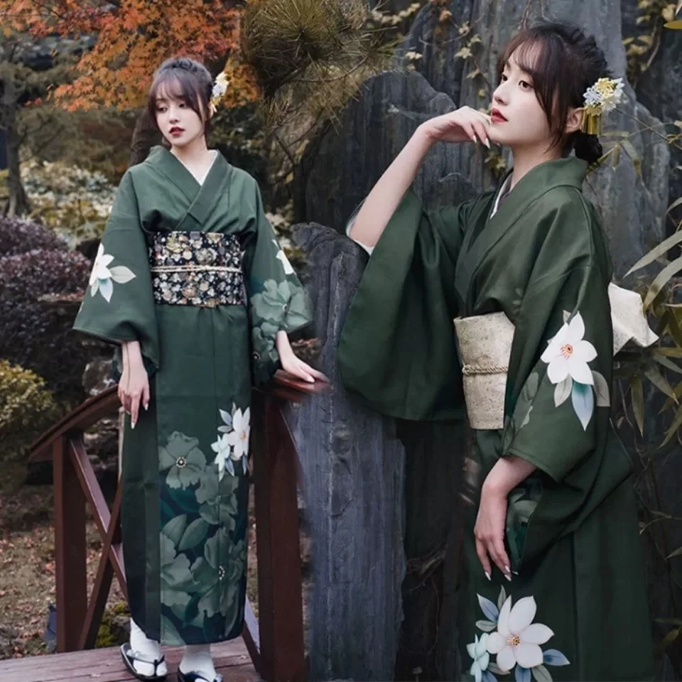 

Japan High Quality Traditional Kimono Cardigan Women Dress Bath Robe Yukata Geisha Cosplay Clothing Performance Photoshooting