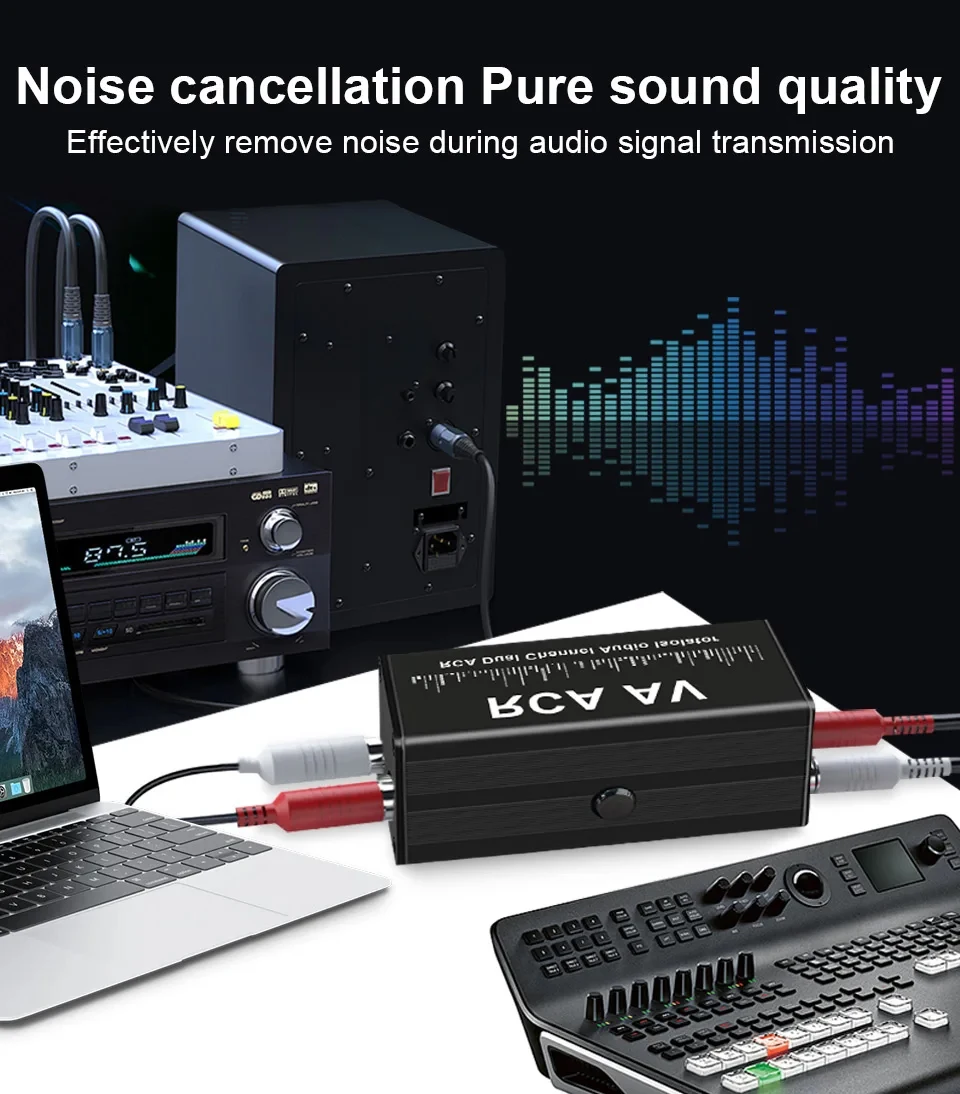 Auto-Audio-RCA-Audioisolator, Audio-Looping-Isolator, Stromgeräuschunterdrücker, Rauschunterdrückung, Common-Ground-Filter, 1 Stück – Detail 8