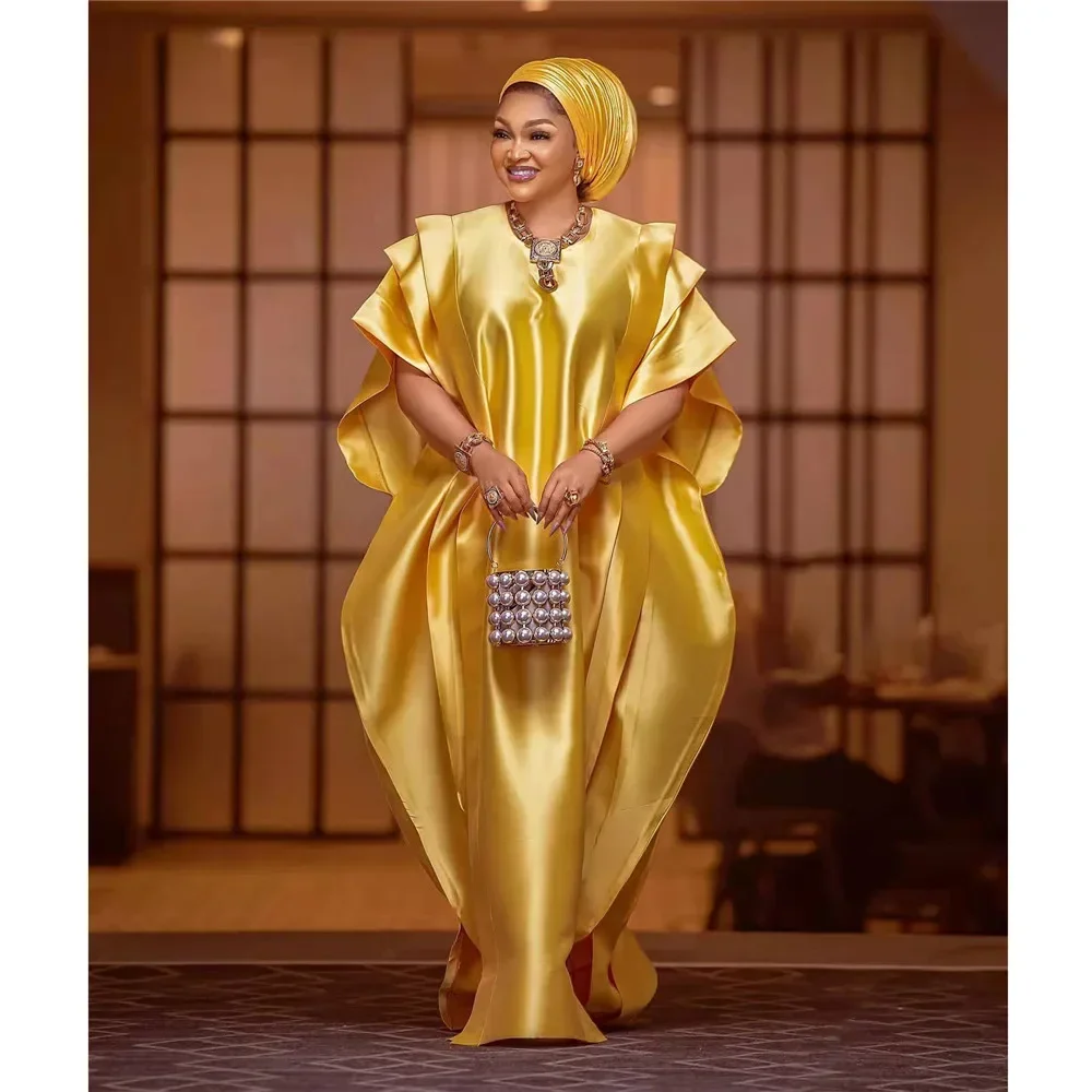 

African Dresses for Woman Shiny Loose Boubou Robe Ankara Dashiki Muslim Abaya Moroccan Kaftan Robe Caftan Gown Africa Clothing
