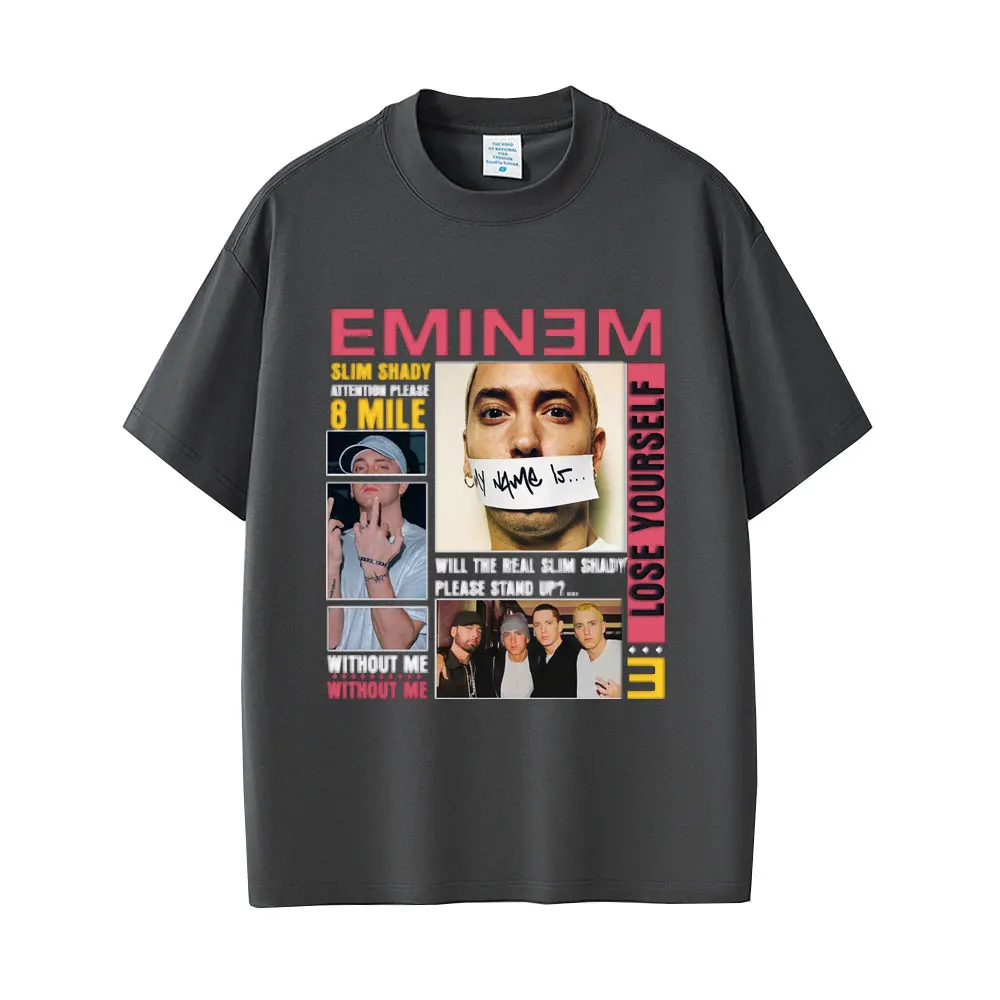 Rapper Eminem Slim Shady Pop Music T-shirt Men's Clothing Vintage Streetwear Men Women Hip Hop Fashion Short Sleeve Tops T Shirt
