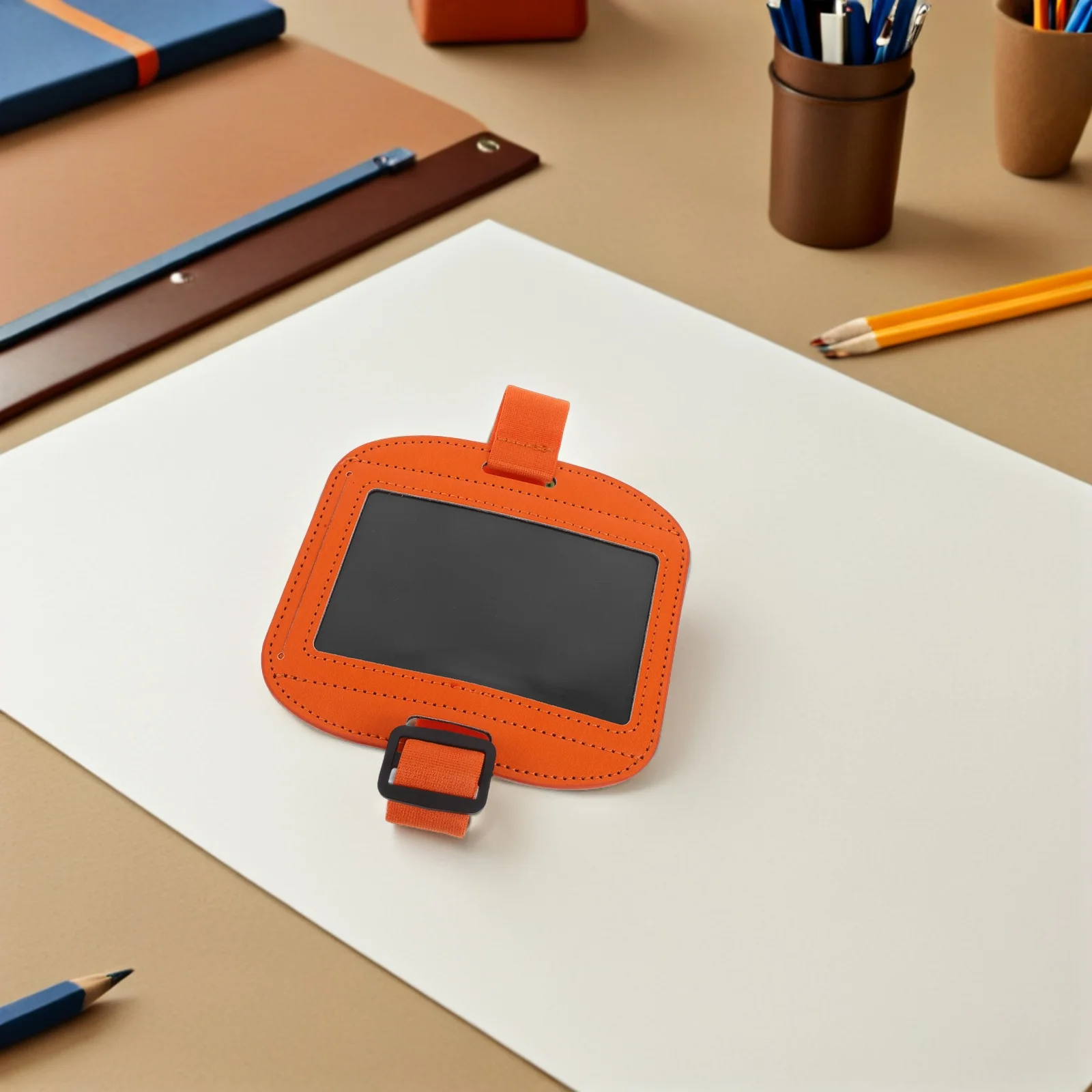 

1pcs Adjustable Id Badge Holder Armband For Nurses Security Workers Orange Waterproof Name Tag Sleeve Horizontal Card