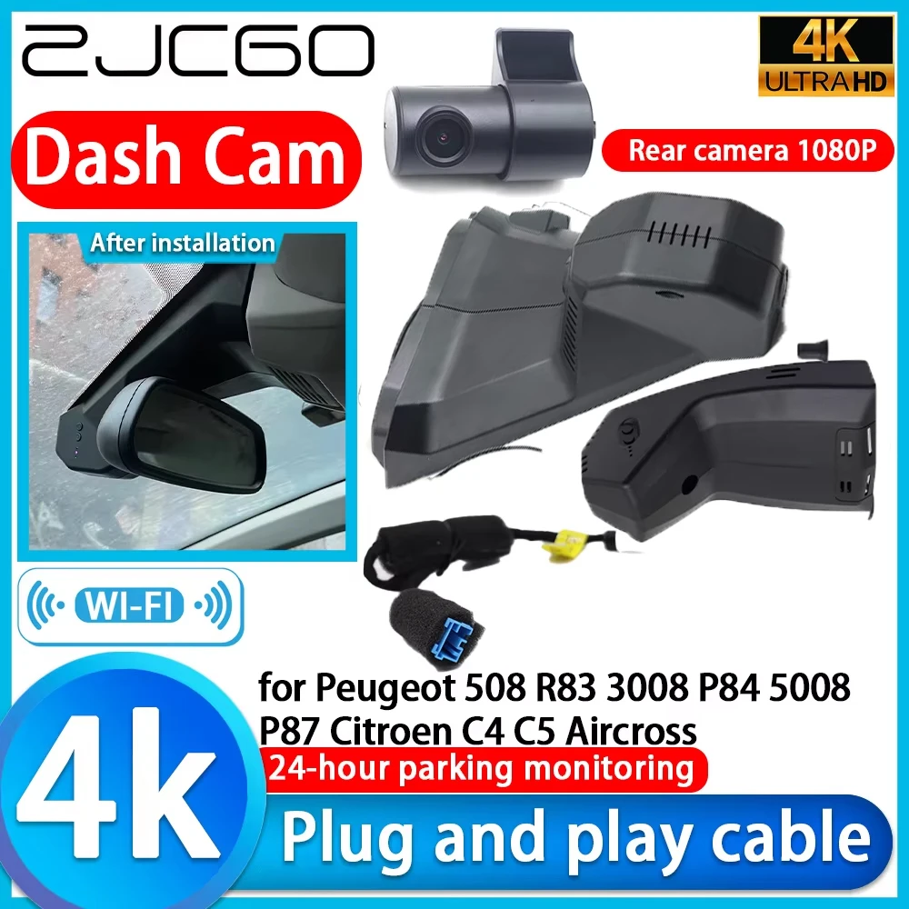 for Peugeot 508 R83 3008 P84 5008 P87 Citroen C4 C5 Aircross Wifi 4K DVR Dash Cam Camera Lens Video Recorder Night Vision