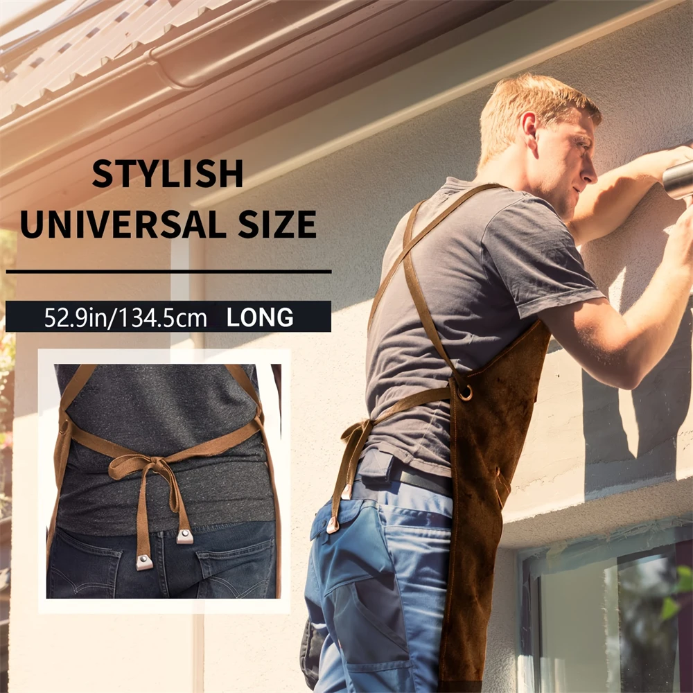 Thickened Cotton Canvas Apron Waterproof Oil Household Coffee Shop Kitchen Restaurant Painting Women Men With Pocket Work Apron