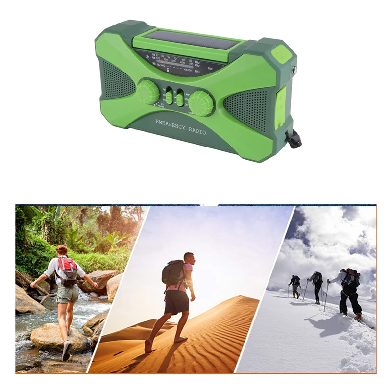 

-A90P 5200Mah Emergency Radio, Solar Hand Crank Radio Portable Radio With Phone Charger LED Flashlight Outdoor Emergency