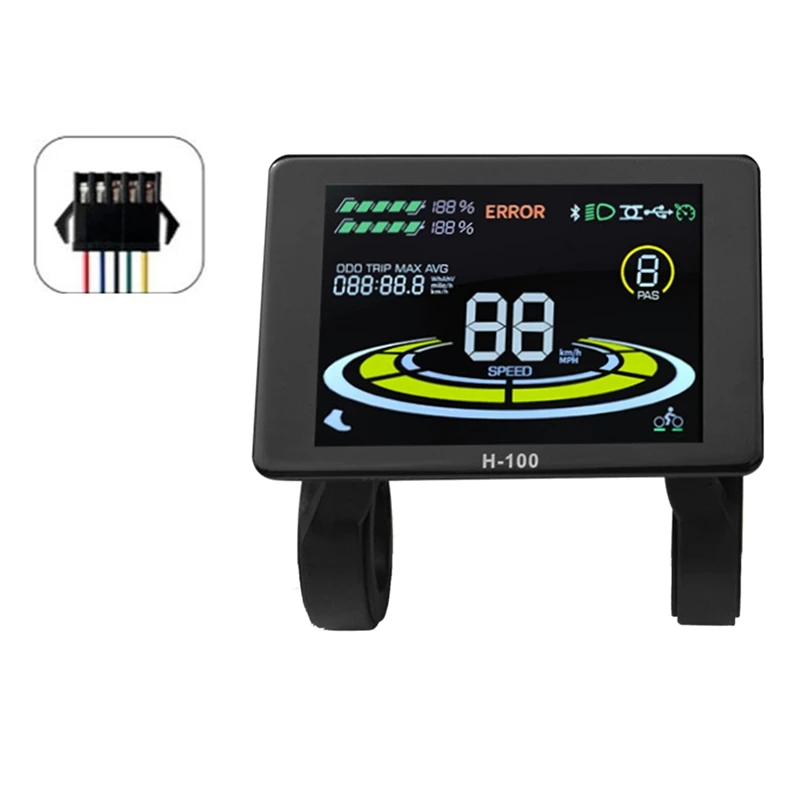 

Electric Bicycle Display H-100 LCD Display Control 24V - 72V Speed Meter 5Pin Speedometer