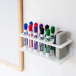 10-Slot Acrylic Dry Erase Marker Holder Wall Mounted Eraser Organizer Storage Rack Pen Pencil Stand Stationery School Supplies