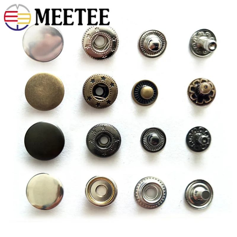 20sets Meetee 10-20mm 655# 633# 831# Snap Buttons Press Stud Rivet Fastener Sewing Leather Craft Coat Clothes Accessory + Tools