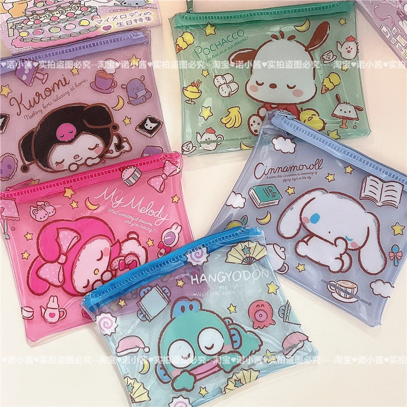 Kawaii My Melody Kuromi Cinnamoroll PVC Cartoon Jelly Coin Purse Anime Sanrio Girl Heart Cute Headphone Lipstick Storage Bag