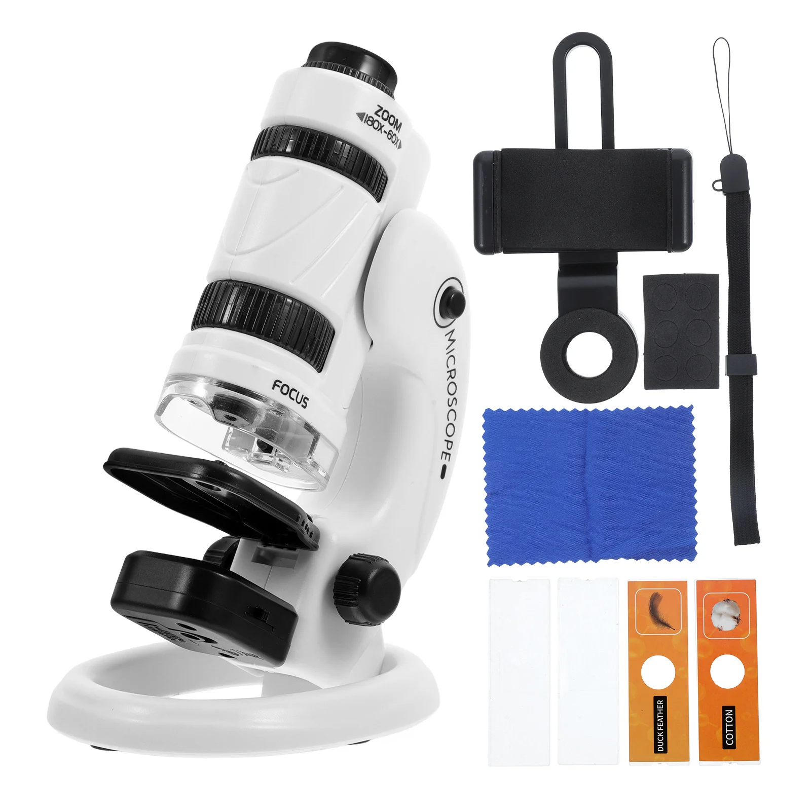 1Set Kids Microscope Set with 60X-180X Zoom Pocket Biological Observing Tool for Students Learning Activity