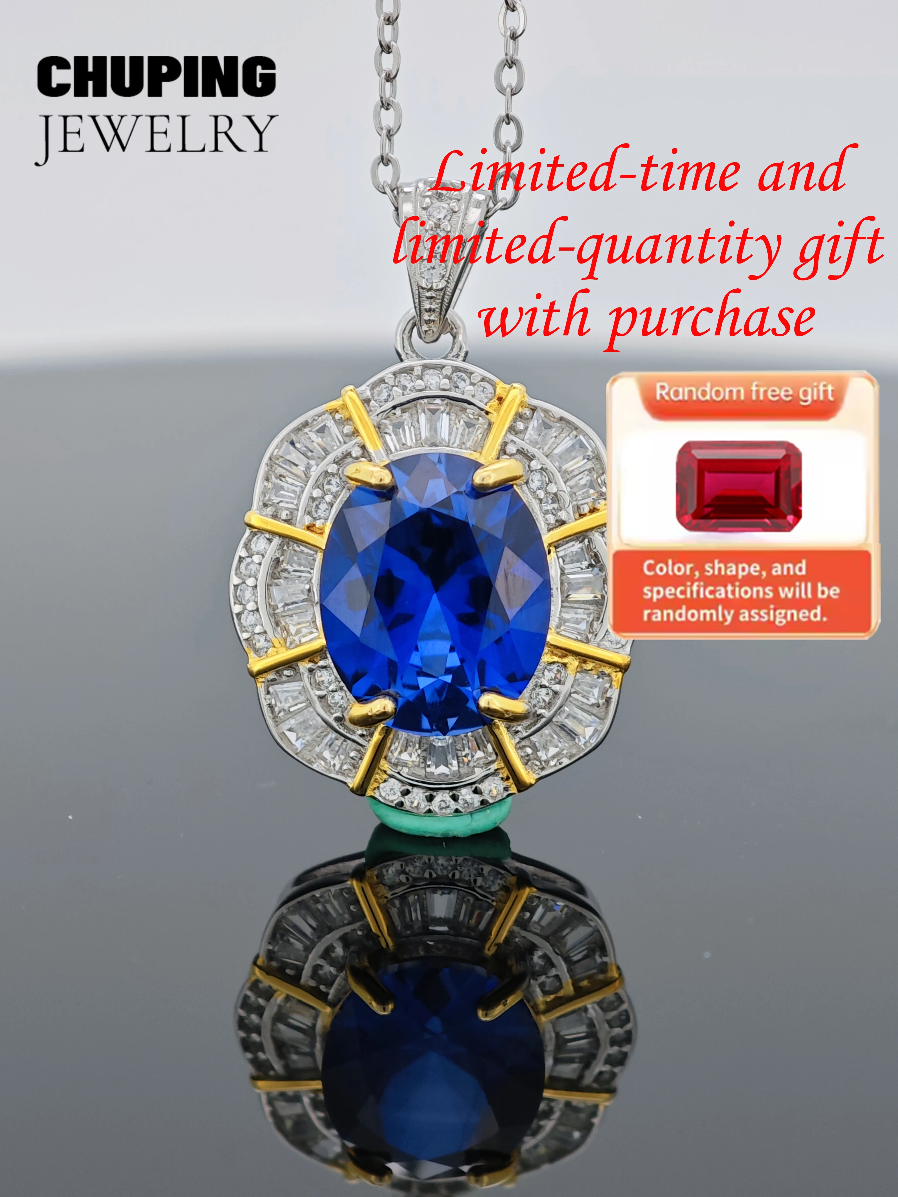 

Chu Ping Fine Jewelry Lab Grown Sapphire Oval Shape S925 Silver Necklace For the Classic Party Manifest Personal Taste