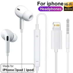 Original Earphones For Apple iPhone 14 Pro Max Lightning Headphones 13 12 11 Mini X XS XR SE 6 7 8 Plus Wired In-Ear Call Earbud