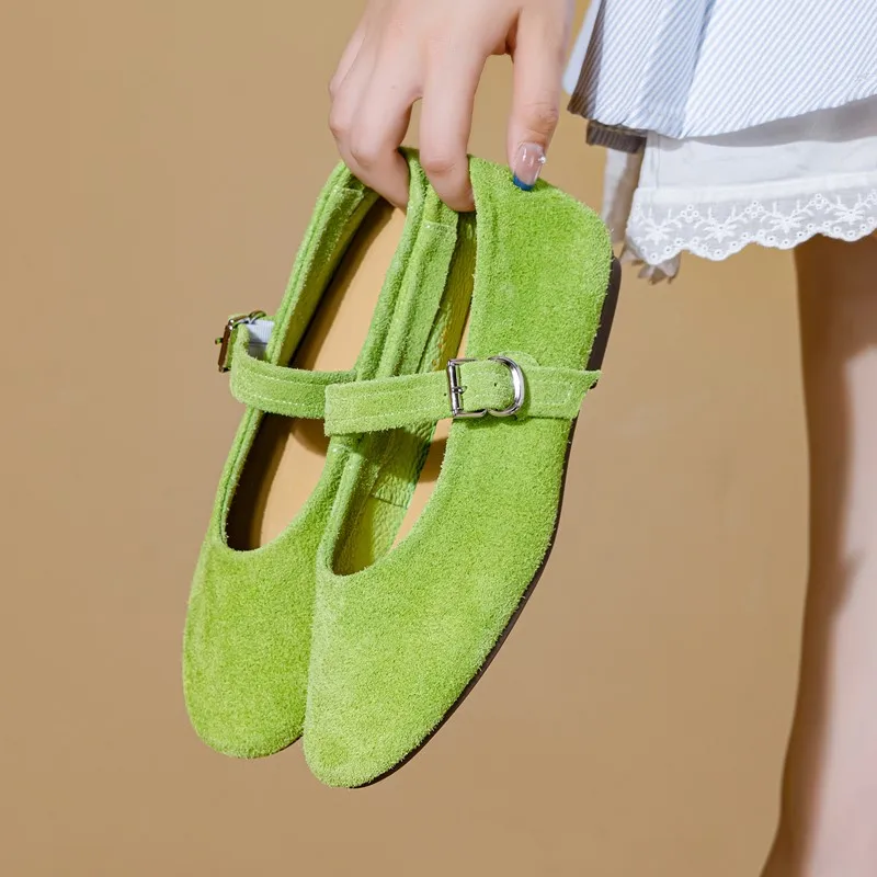 AIYUQI Mary Jane Shoes Women 2026 Fall New Casual Flat Women Suede Leather Low-Cut Daily Walking Shoes Women