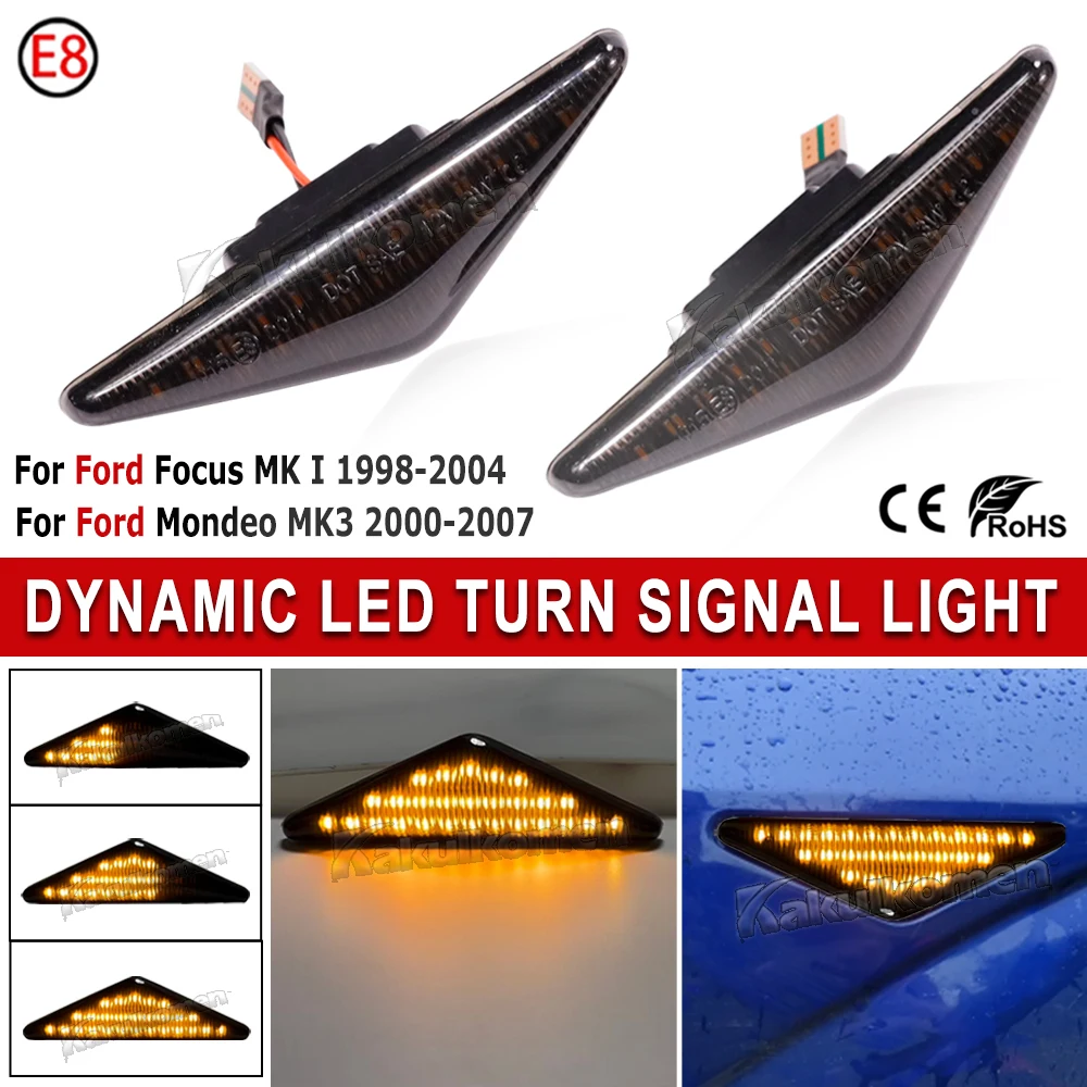 Dynamic Turn Signal LED Side Marker Mirror Light Flashing Indicator 2Pcs For Ford MONDEO 2000-2007 MK3 FOCUS MK1 1998-2004