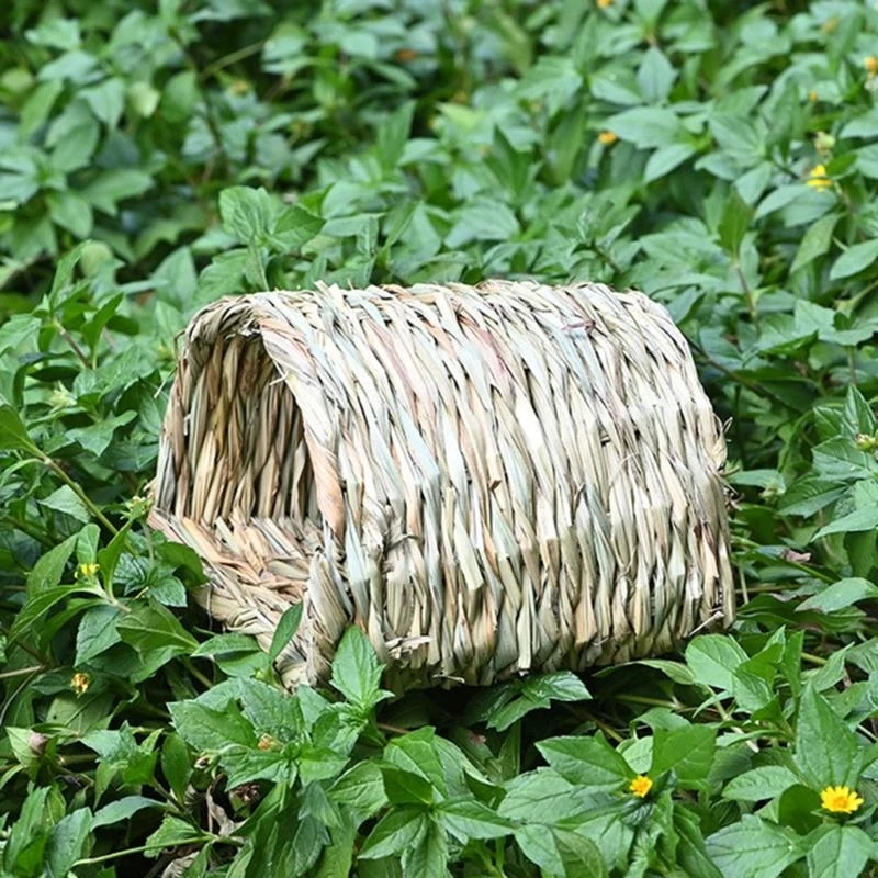 Bunny Grass Woven House for Small Animals Hamster Tunnel Chew for Rabbit