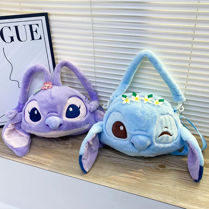 New Disney Star Baby Stitch Angel Baby Plush Doll Large Capacity Cartoon Soft Shoulder Bag Fashion Casual Women Diagonal Bags