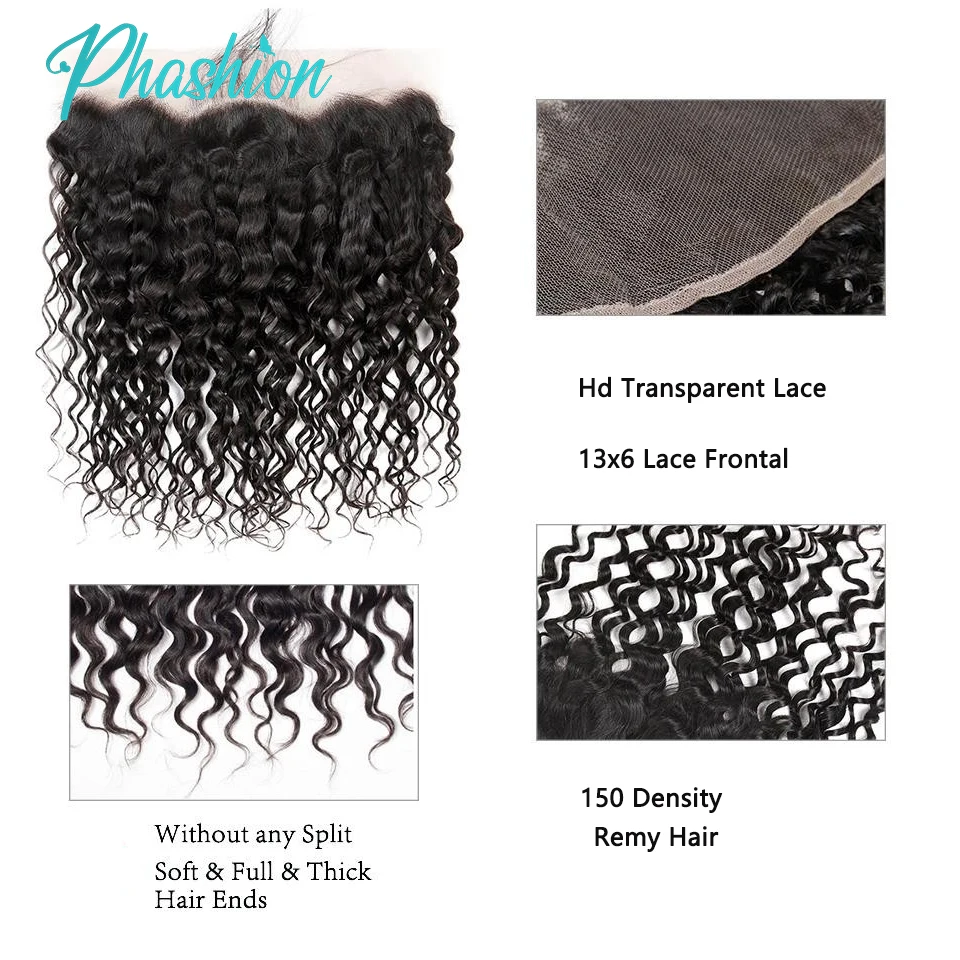 Phashion 26 28 30 cali 13x6 Lace Frontal Loose Water Curly Deep Pre Plucked Swiss HD Transparent Full Front Only 100% Human Hair