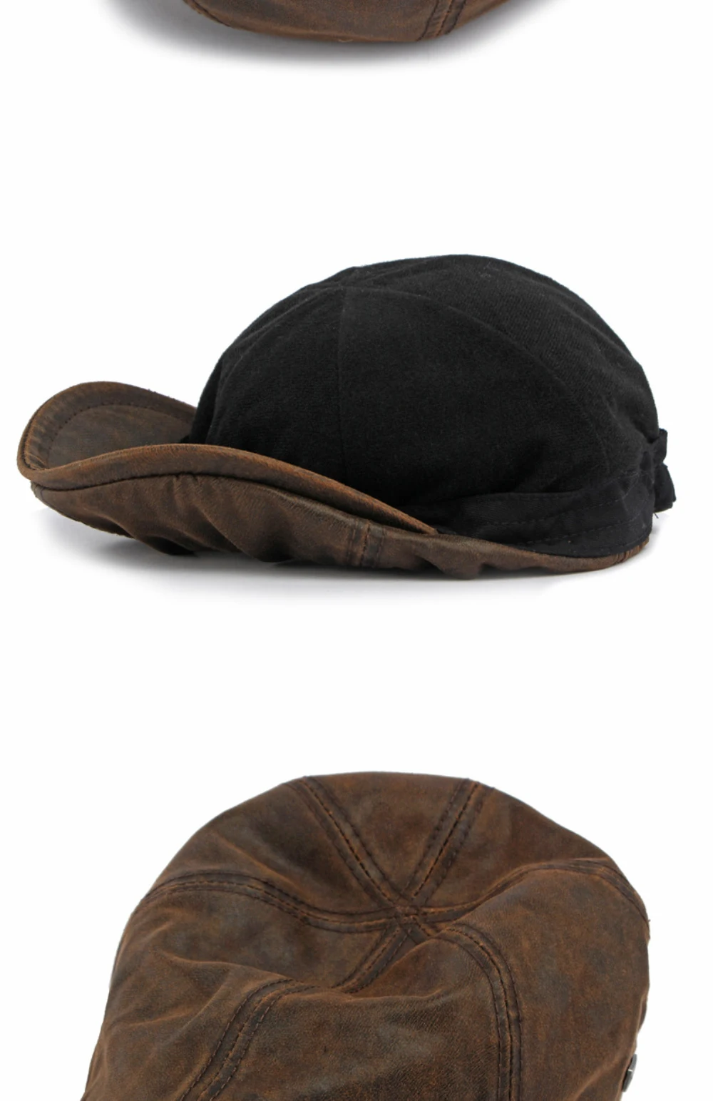 HT5161 Herren- und Damen-Baskenmütze, Retro-Künstlermütze, flache Mütze für Damen und Herren, mit Fleece gefüttert, achteckige Baskenmütze für Herbst und Winter – Detail 9