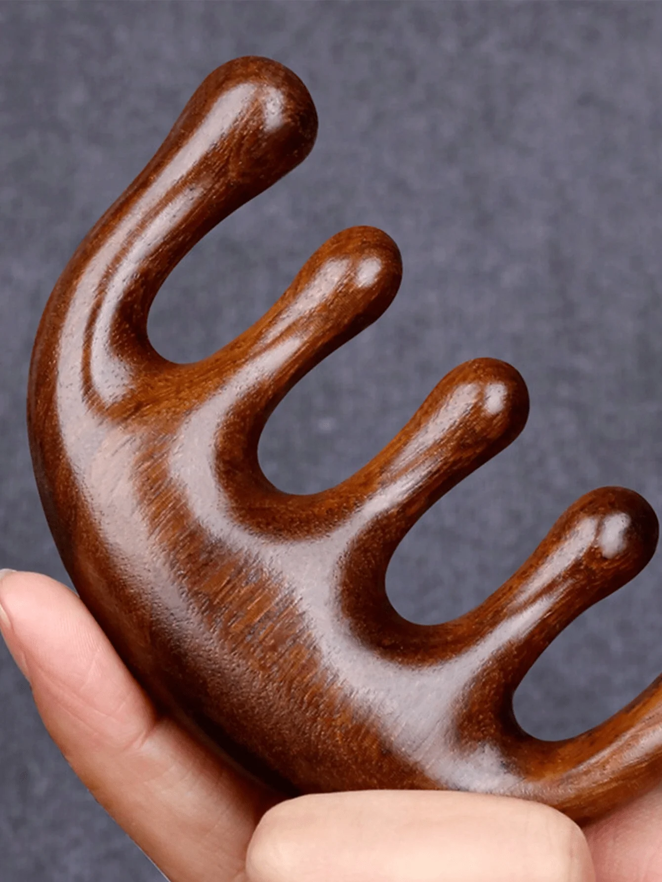 قطعة واحدة من مشط تدليك الرأس مع خمسة أسنان، تحفيز فروة الرأس وميريديان، مشط للعناية باليدين متعدد الوظائف