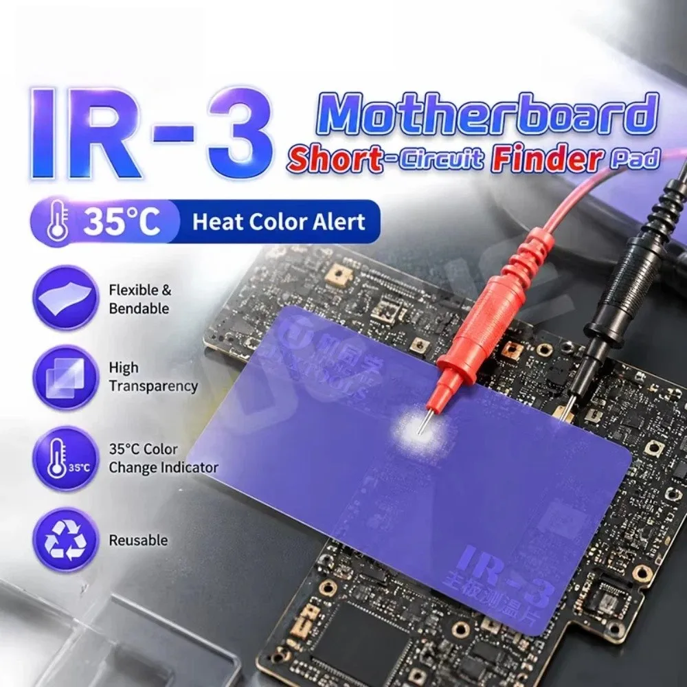 IR‑3 Short-Circuit Finder Pad 35℃ Color Change Instant Locate Motherboard Short Circuit Fault Test Pad Silicone Reusable