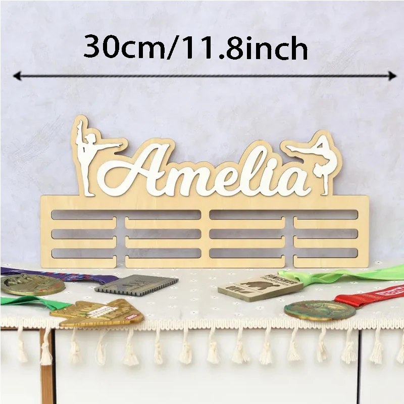 1pc Personalized Gymnastics Medal Holder: Custom Name Wooden Display,room decor,wall decor,bedroom decor,cheap room decor