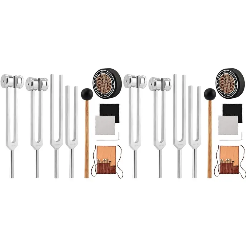 juego-de-diapones-a74k-2-para-sanacion-128hz-1361hz-256hz-384hz-con-martillo-de-reflejos-portatil-en-estuche-de-cuero