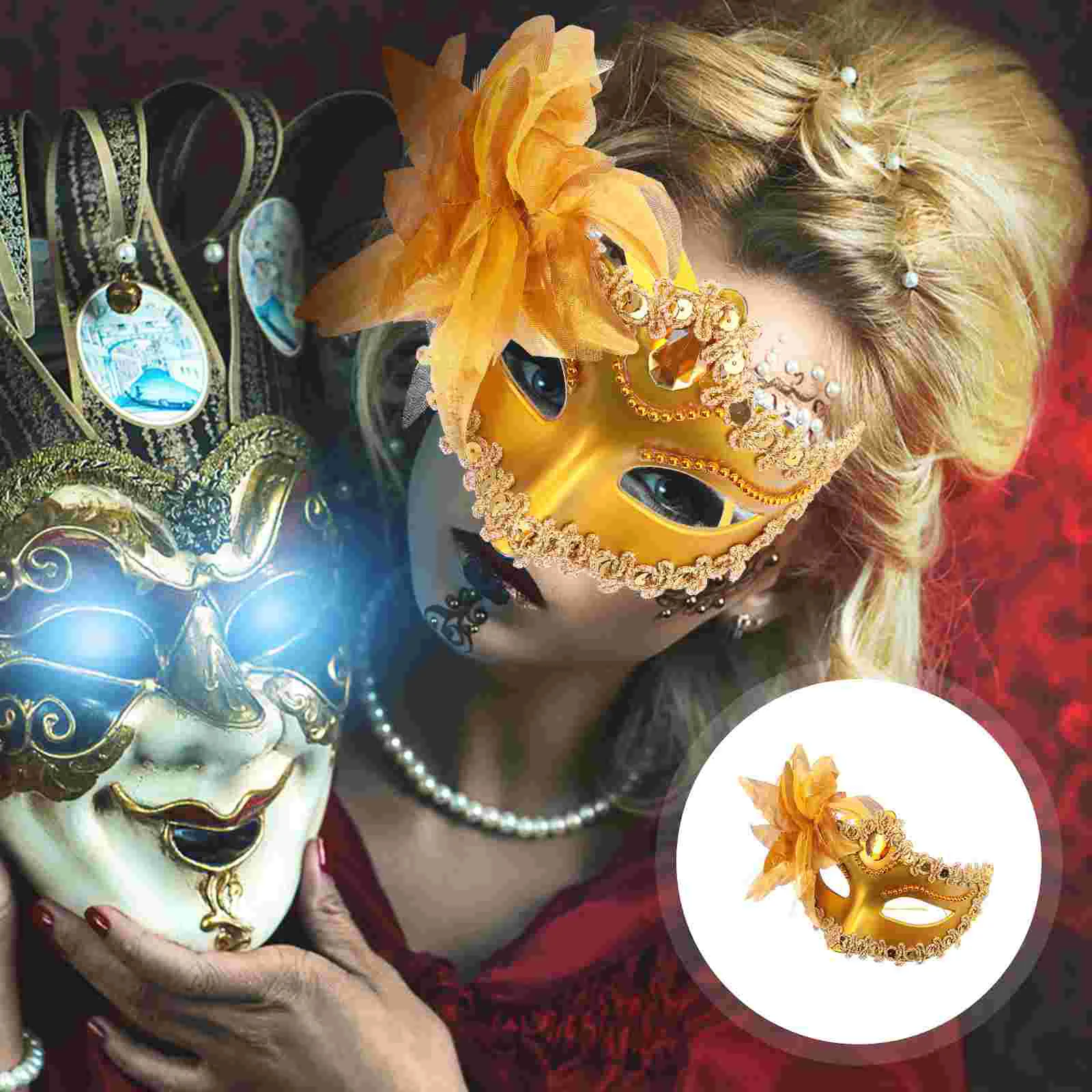 2 Pcs Flower Face Mask Lily Party Supplies Princess Cosplay Decorative Masquerade