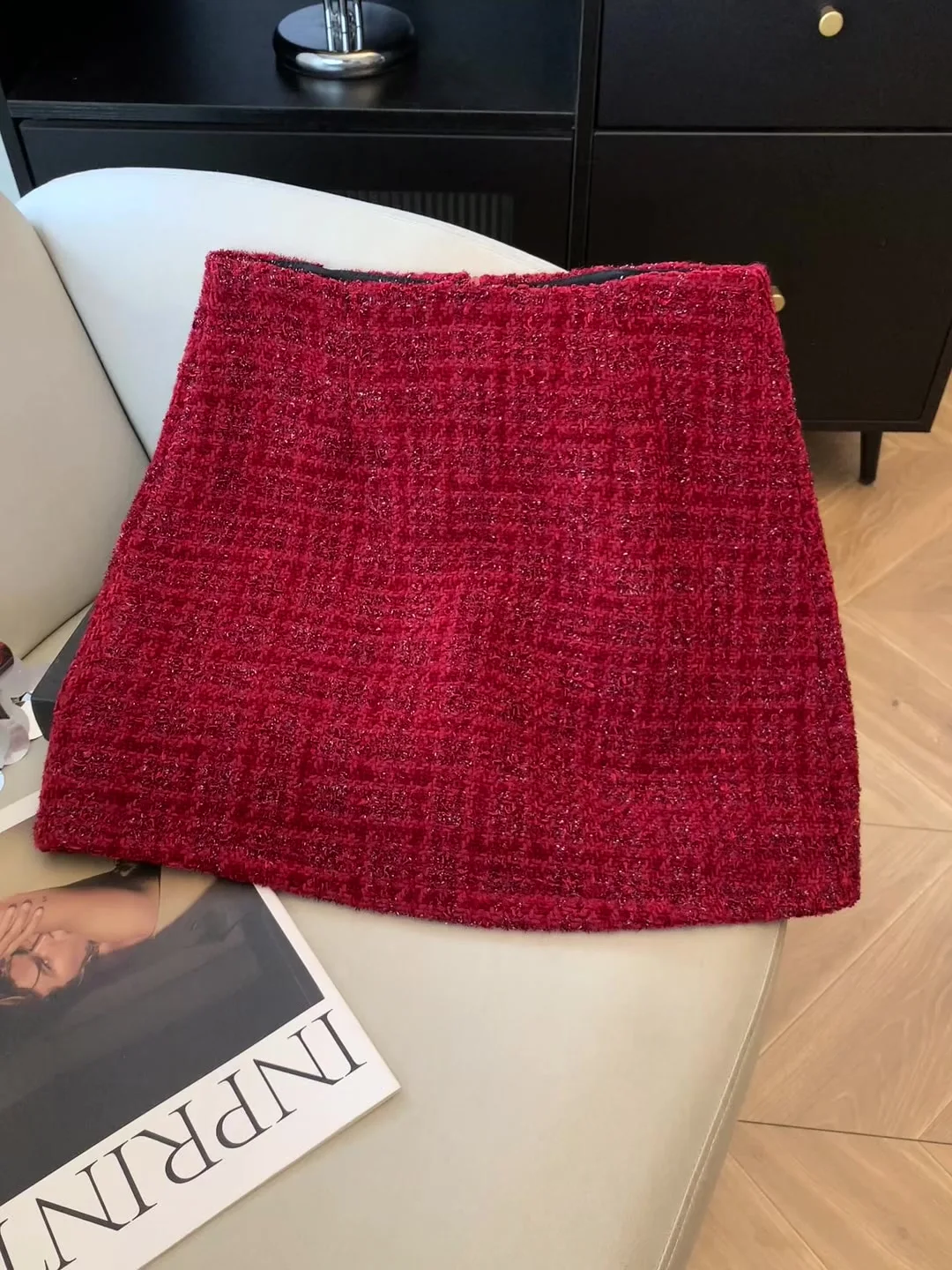 Women Red A-line Wrap Skirt Vintage 2000s Mini Woolen Skirt Harajuku Korean Style Y2k Skirts New Year Clothes Spring Summer 2026