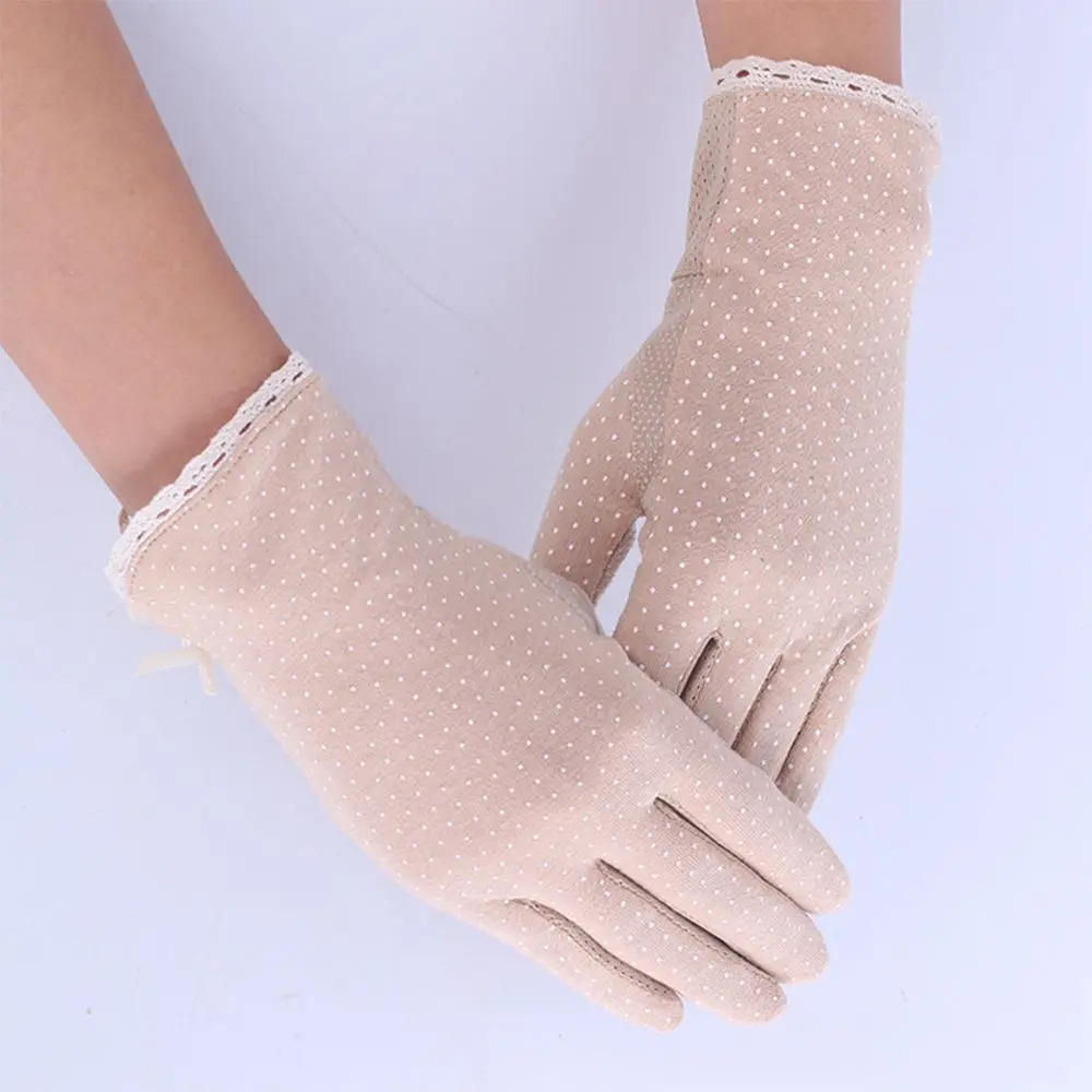 Thin Breathable Anti-skid Sun Protection Sunscreen Wave Point Summer Driving Gloves Dots Gloves Touch Screen Women Gloves