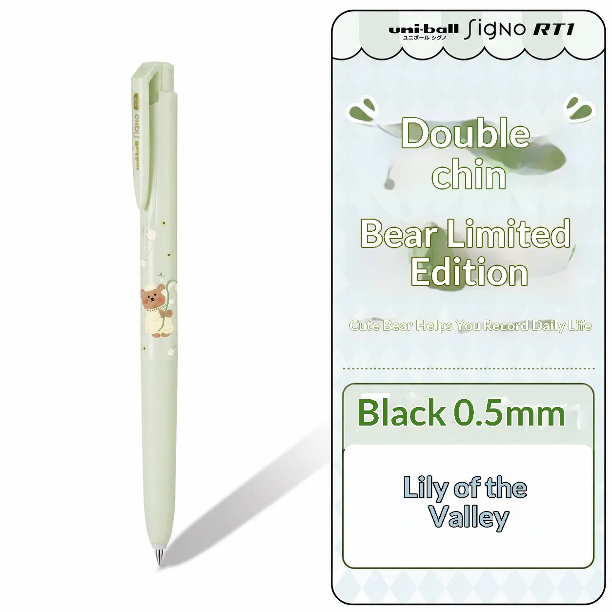 Japan Uni Einziehbarer Gelstift UMN-155N Uniball FIGNO PONGBEAR Limited 0,5 mm Low-Damping Arc-Spitze Ermüdungsfreies Schreibzubehör für langes Schreiben – Detail 9