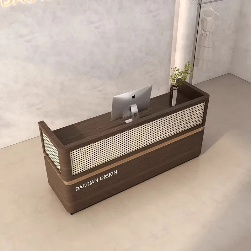 Modern black minimalist boutique school office building front desk with cash register