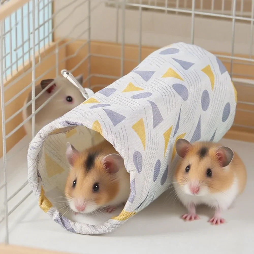 

1PC Print Hamster Hideout Foldable Tunnel Toy Hanging Ferret Toy Tunnel for Small Animal Pet Hamster Cage Guinea Pig Accessories