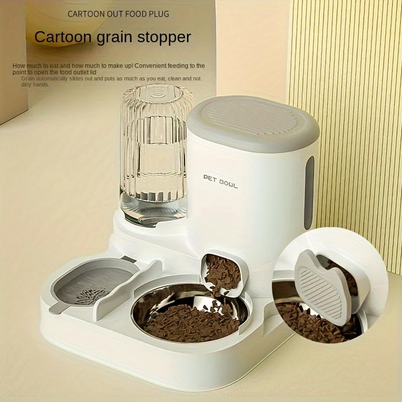 Automatic Cat Feeder & Water Dispenser Set - Non-Electric, Easy-Clean Plastic Pet Feeding Station for Cats