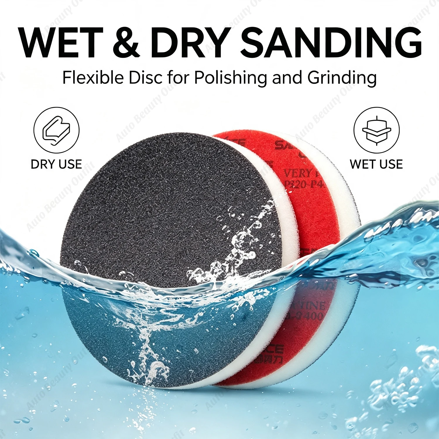 5 Inch Sponge Disc Set  Hook Loop Pad Washable Reusable for Orbital Sander Wood Metal Car Polishing Sandpaper Wet Dry Finishing