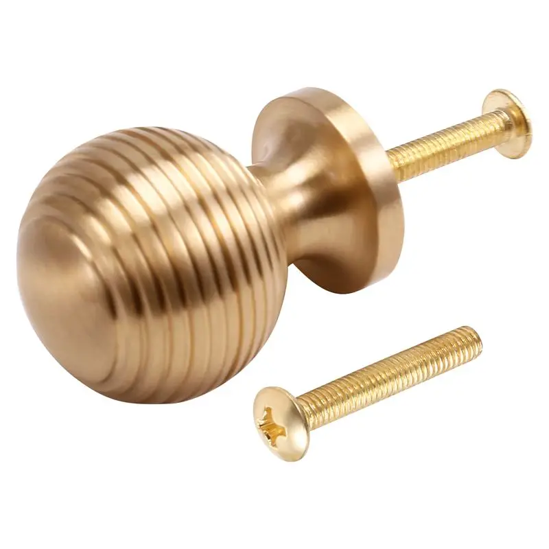 ABFI Solid Brass Cabinet Furniture Drawer Cabinet Door Handle Round Knobs Round Wardrobe Pull Door Handle 37Mm*28Mm