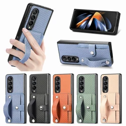 Stand Case for Samsung Galaxy Z Fold 7 6 5 4 3 Cover PU Leather Wallet Card Pocket Shockproof Fold Shell Matte Ring Holder Funda